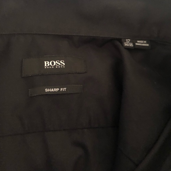 Hugo Boss long sleeve button down shirt black size 17 34/35 - Picture 2 of 3